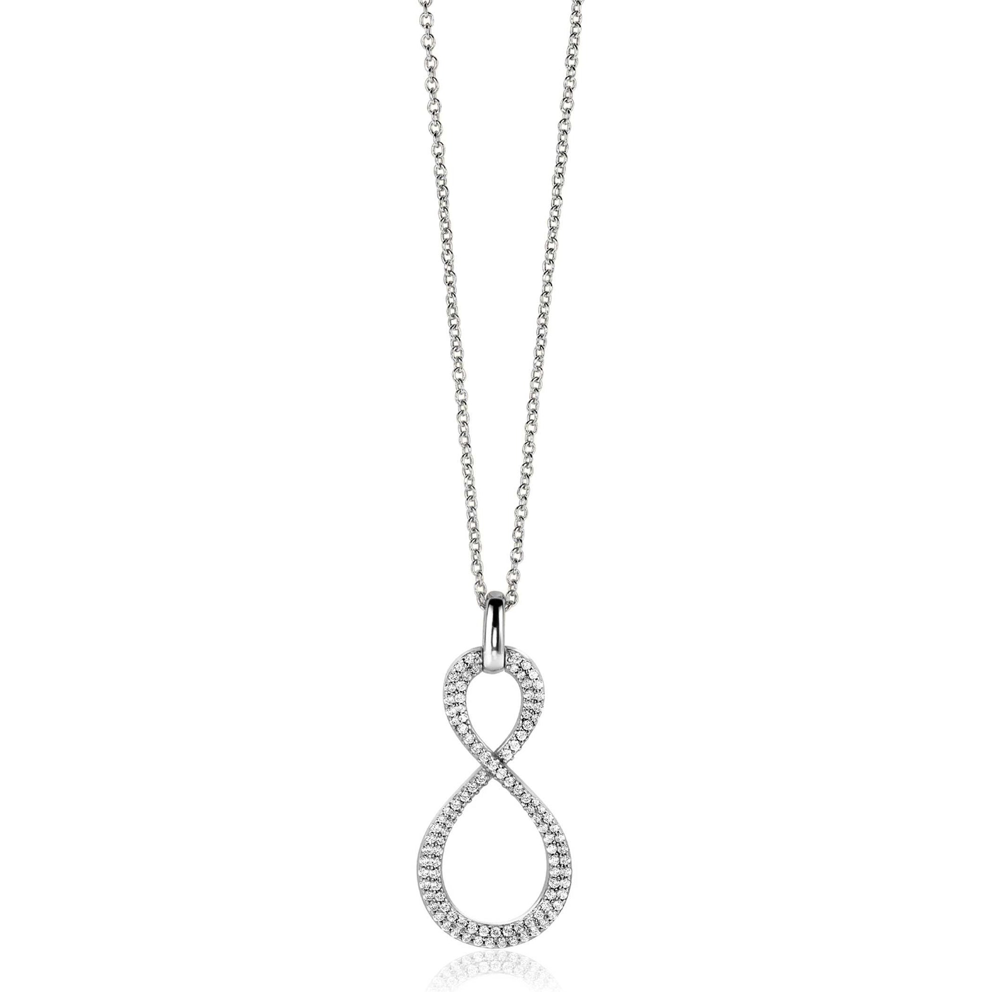 Zinzi zilveren hanger Infinity bezet met witte zirkonia's ZIH2570 (zonder collier) - PansiteNederland.nl