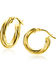 Zinzi Gold 14 krt gouden oorringen gedraaide buis 3mm breed ZGO324