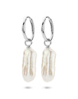 Zilveren gerhodineerde oorringen parel 38 mm - 1341868