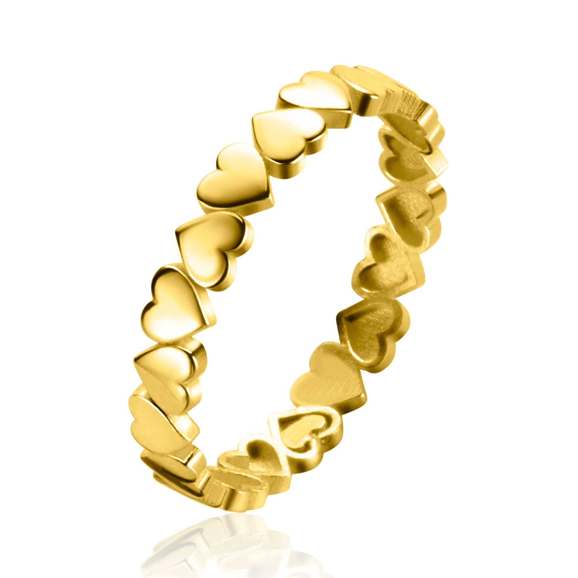 ZINZI Gold 14 krt gouden aanschuifring met gladde hartjes rondom (3mm) ZGR447 - PansiteNederland.nl