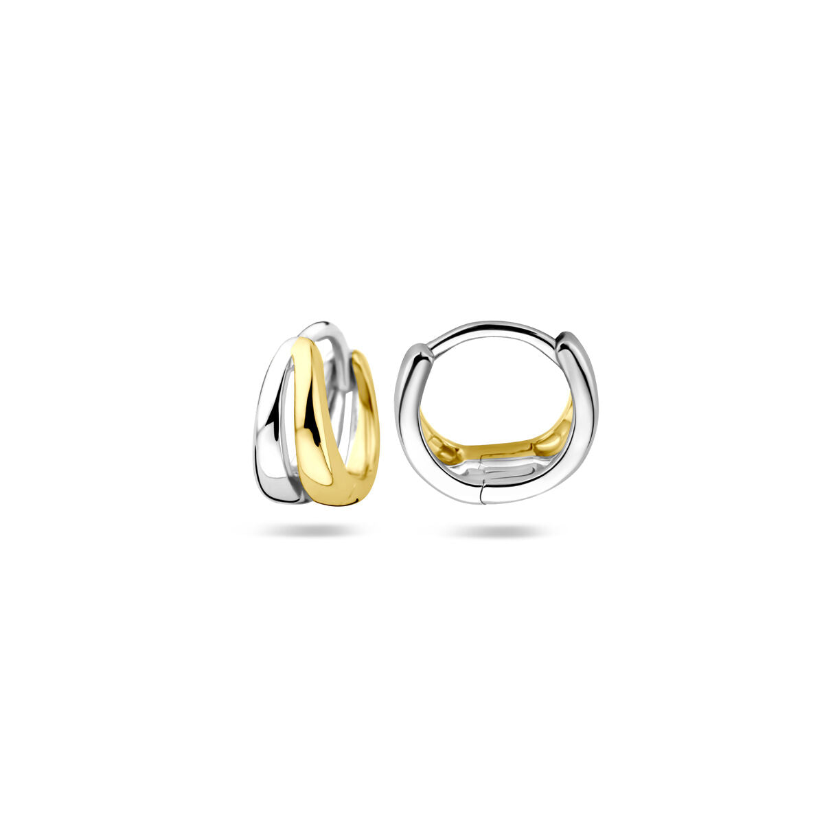 Zilveren vergulde geel/rhodium klapoorringen 10 mm - 2200467