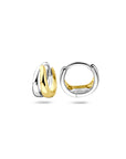 Zilveren vergulde geel/rhodium klapoorringen 10 mm - 2200467