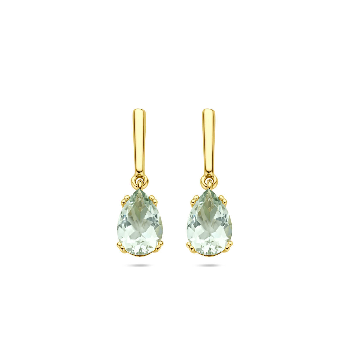 14K geelgouden oorhangers groen amethist 20 mm - 4033638