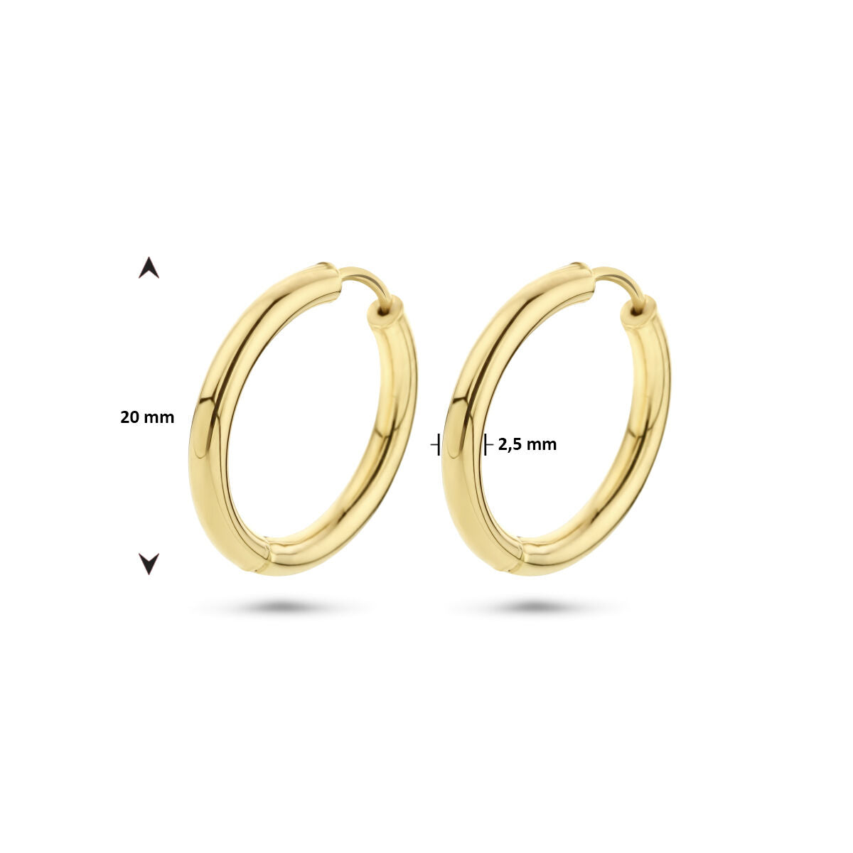 14K Geelgoud Klapoorringen 2,5 MM Ronde Buis 4001660 - PansiteNederland.nl