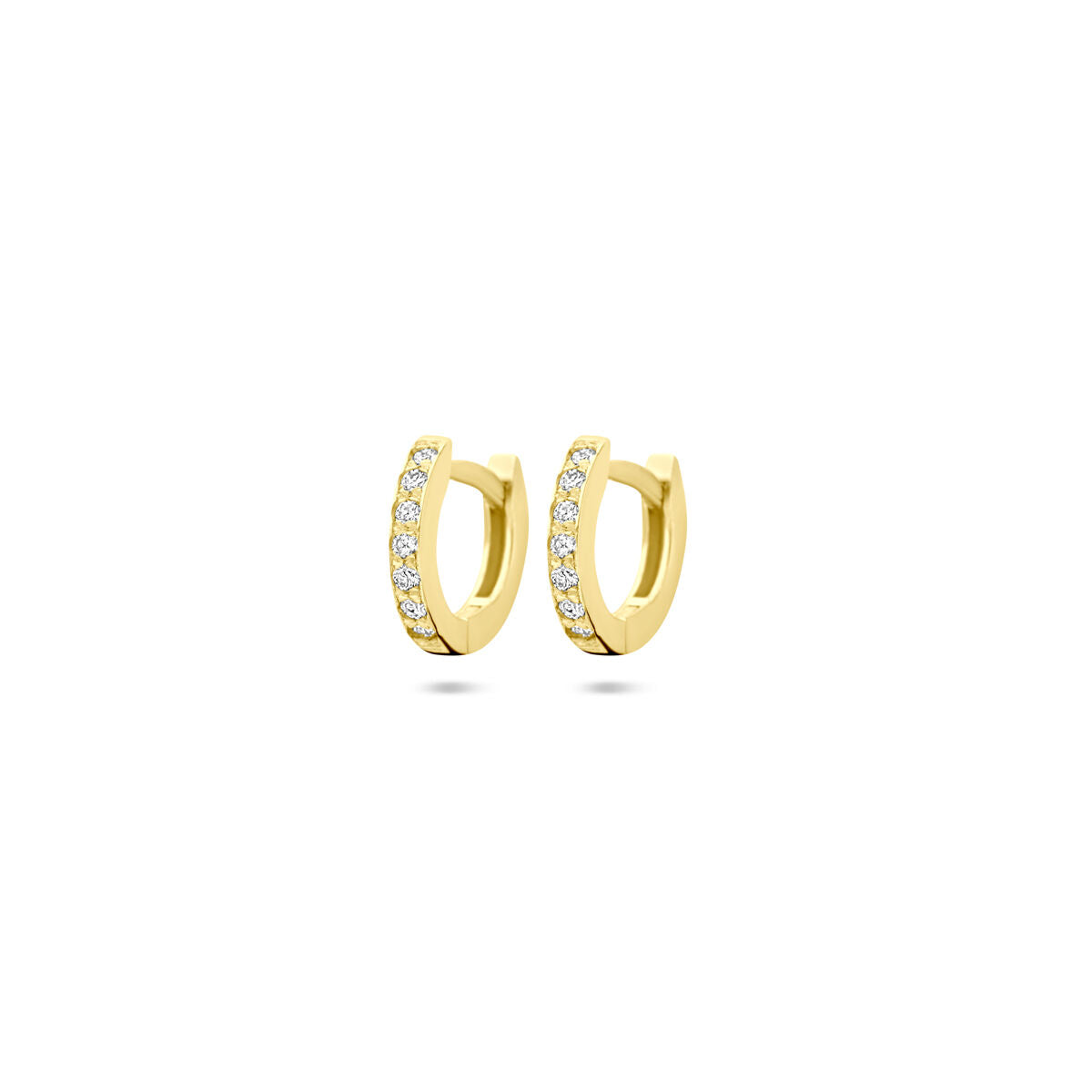 14K geelgouden klapoorringen diamant 0.10ct 2x0.05ct h si 10 mm - 4034073