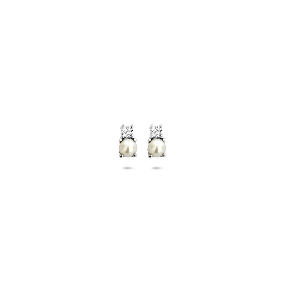 Zilveren gerhodineerde oorknoppen parel zirkonia 5,5 mm - 1341124