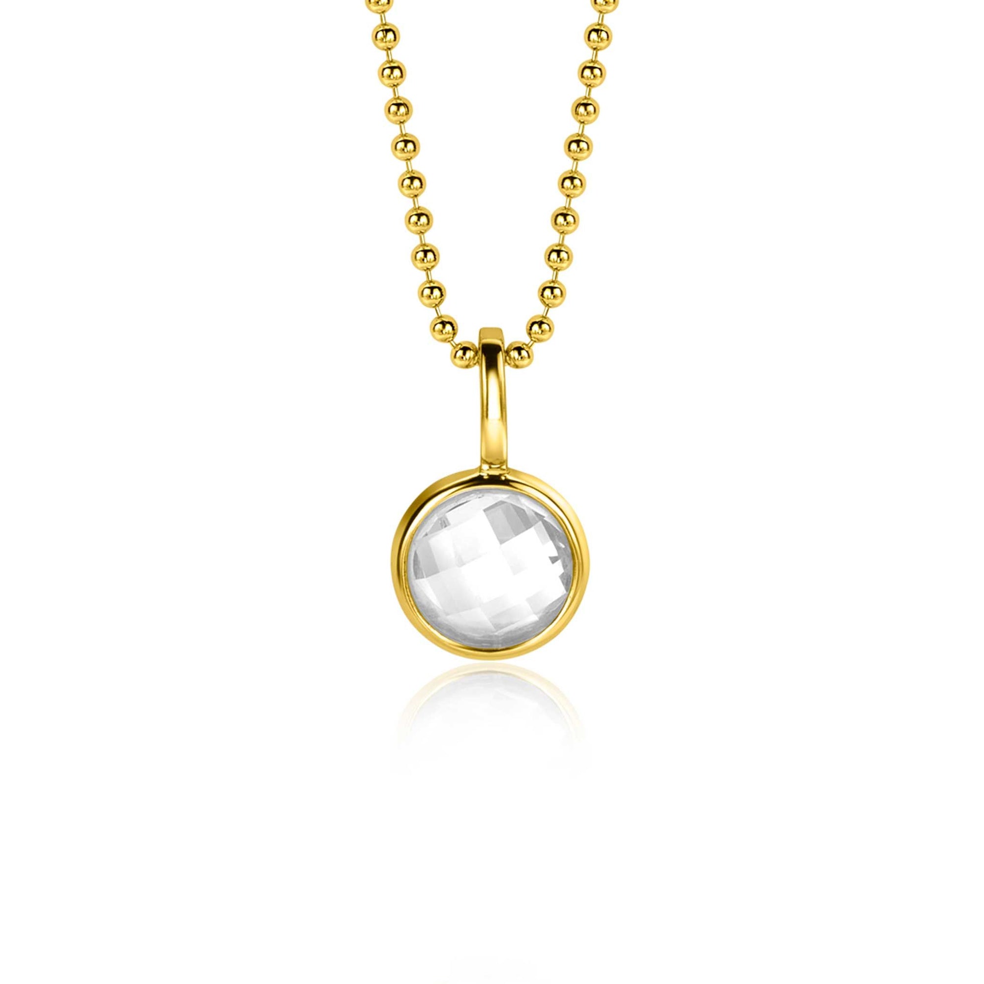 Zinzi APRIL hanger 8mm gold plated geboortesteen diamant wit zirkonia ZIH-APR (zonder collier) - PansiteNederland.nl