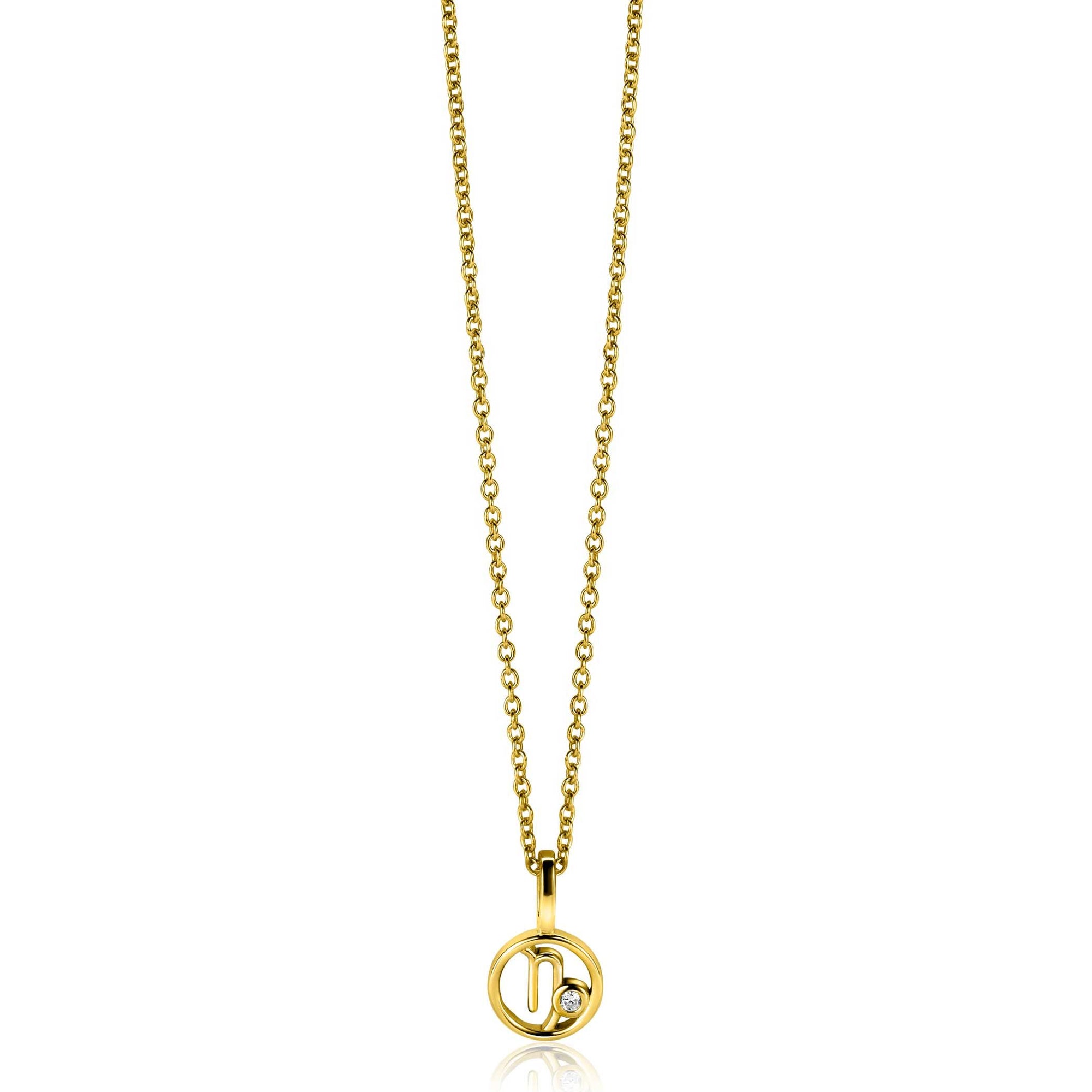 Zinzi gold plated zilveren Steenbok sterrenbeeldhanger bezet met witte zirkonia ZIHY-STE (zonder collier) - PansiteNederland.nl