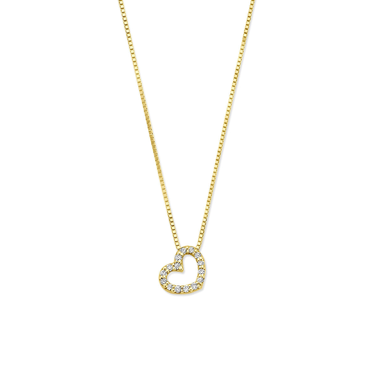 Fantasy Collection Collier hartje lab grown diamant 0.08ct g vs 40 - 42 - 44 cm 14K geelgoud
