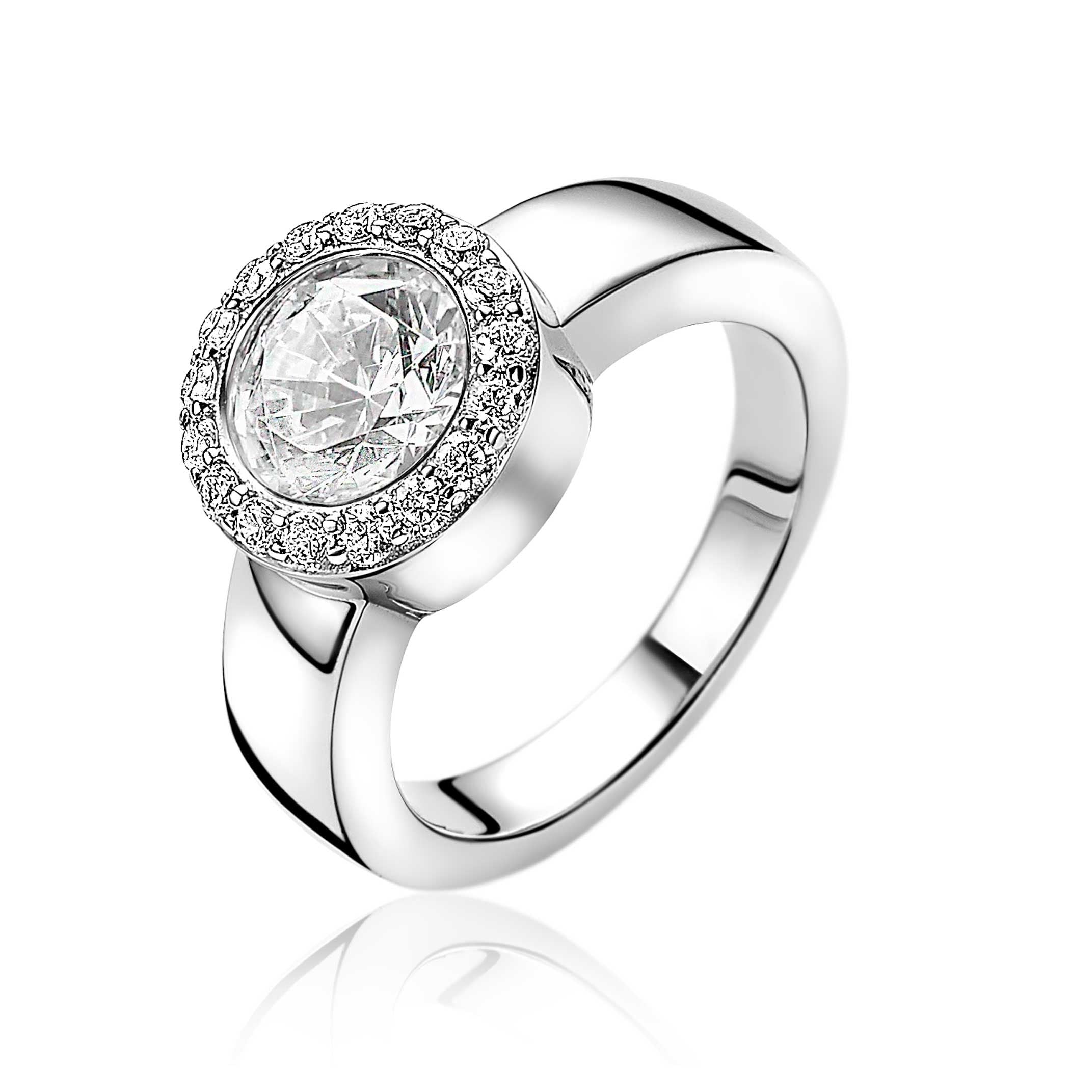 ZINZI Zilveren Ring met Zirkonia ZIR4