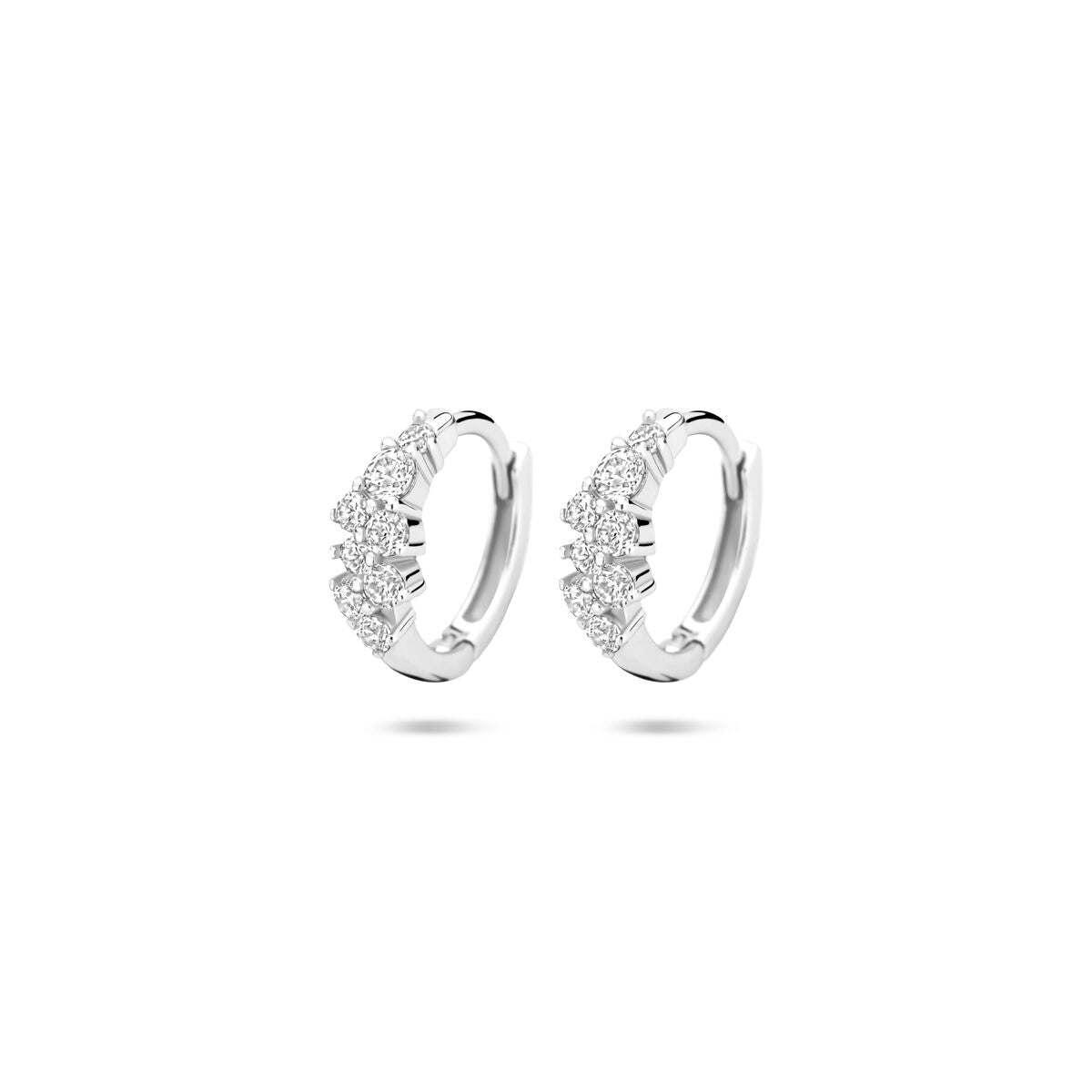 Zilveren gerhodineerde klapoorringen zirkonia 13 mm - 1340812