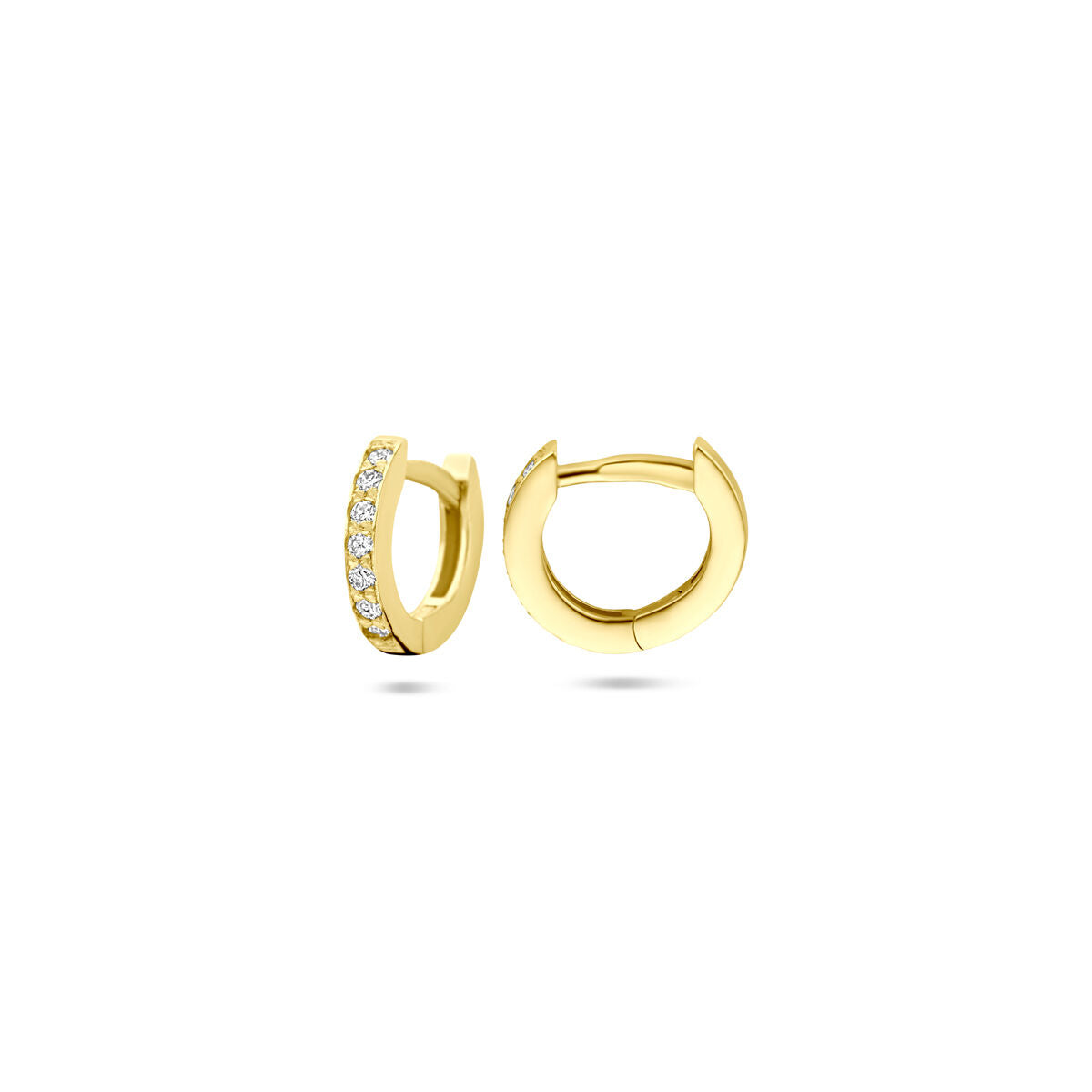 14K geelgouden klapoorringen diamant 0.10ct 2x0.05ct h si 10 mm - 4034073