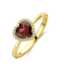 14K Geelgouden Ring Hartje Roze Rhodoliet En Diamant 0.06Ct H Si 4034171