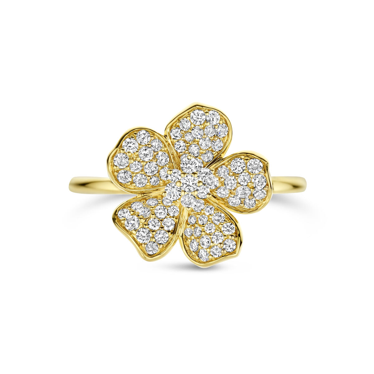 Fantasy Collection Ring bloem diamant 0.50ct h si 14K geelgoud