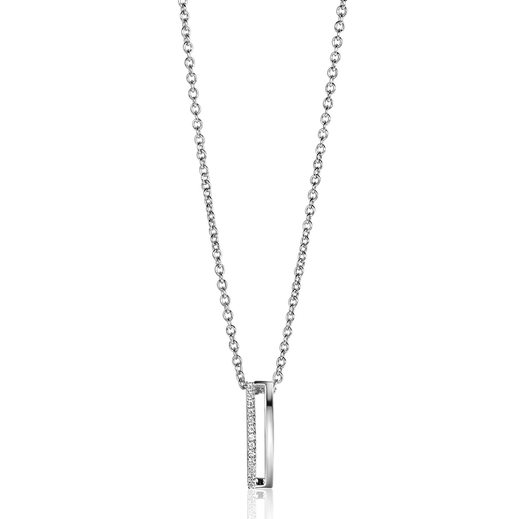 Zinzi zilveren strakke hanger bezet met witte zirkonia's ZIH2452 (zonder collier) - PansiteNederland.nl