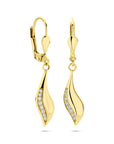 14K geelgouden oorhangers zirkonia brisur haak 32 mm - 4033656