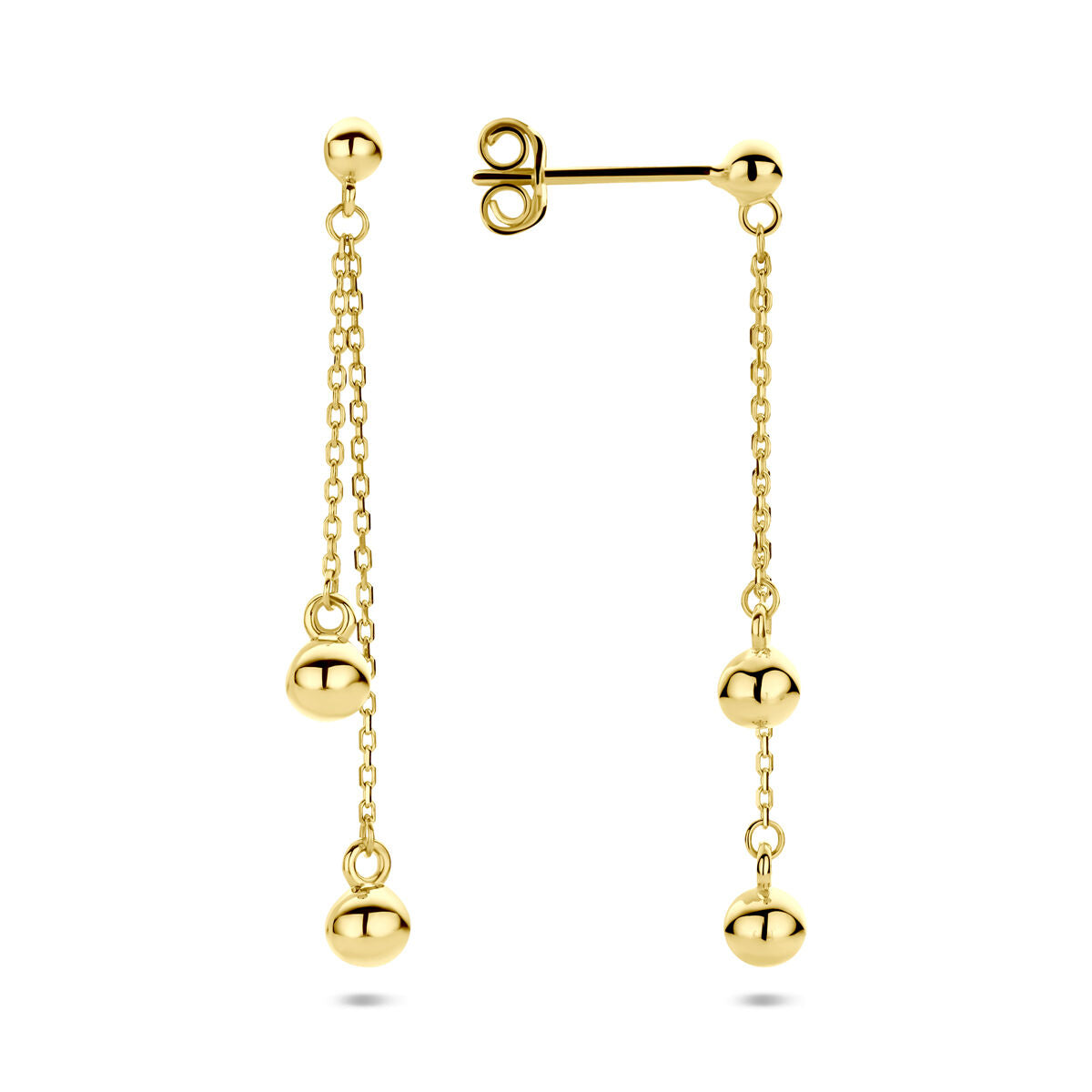 14K geelgouden oorhangers bolletjes 35 mm - 4034366