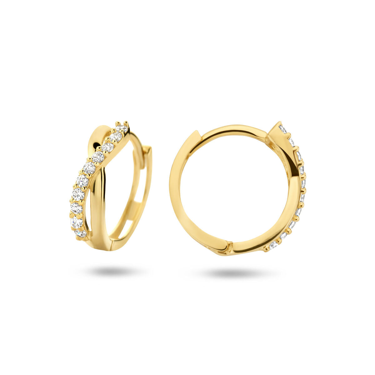 9K Geelgouden klapoorringen zirkonia - 8000204
