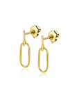Zinzi Gold 14 krt gouden oorstekers met trendy open ovale vormen en klein staafje op het oor ZGO415