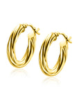 Zinzi Gold 14 krt gouden oorringen gedraaide buis 3mm breed ZGO324
