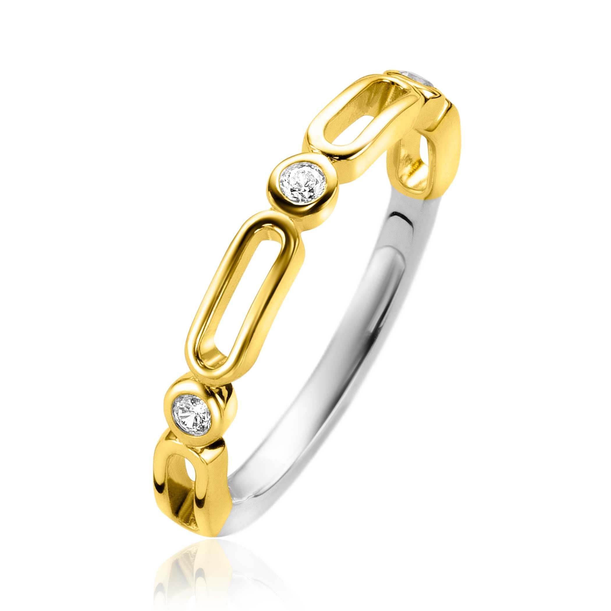 ZINZI Verguld Zilveren Ring met Witte Zirkonia - ZIR2269Y