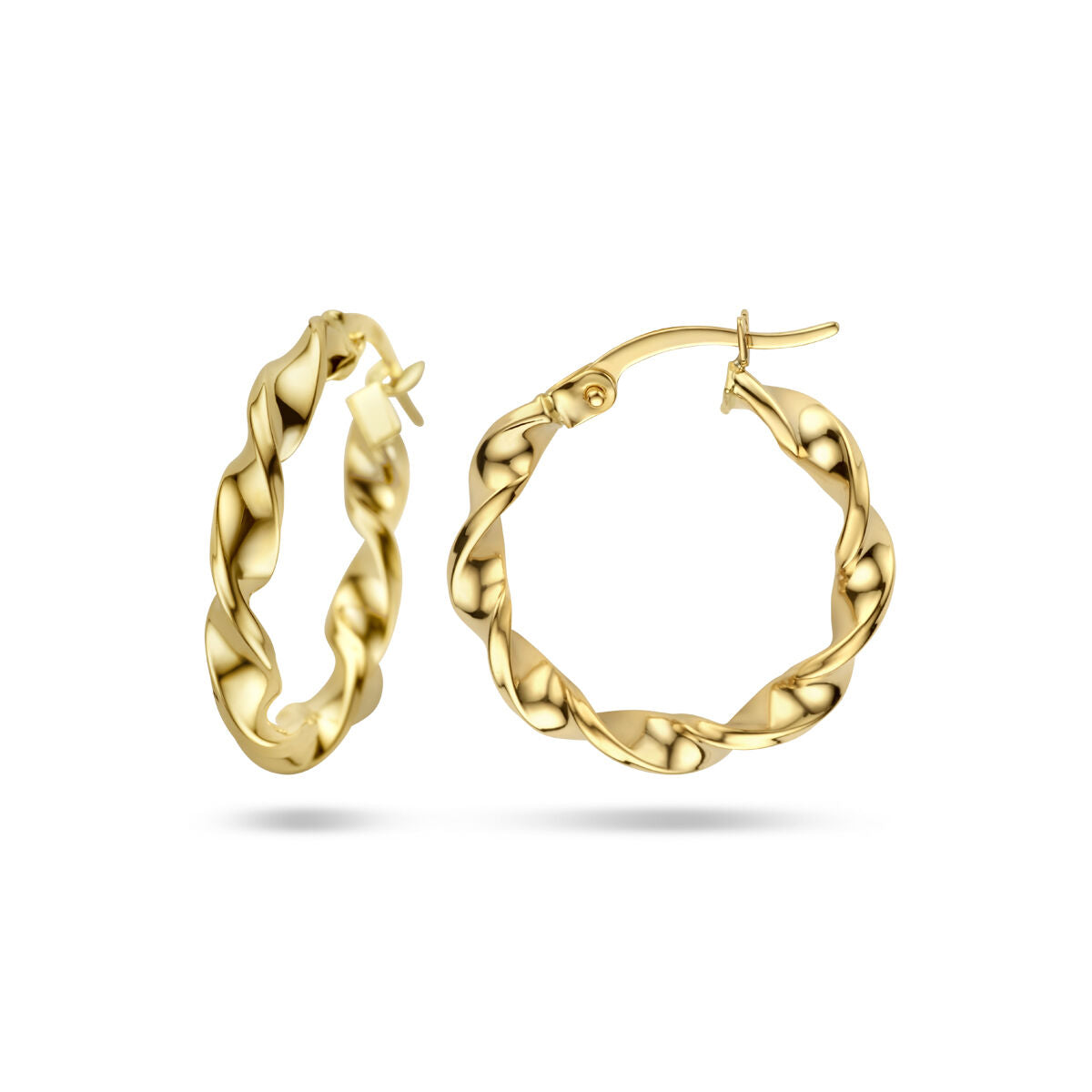 9K Geelgouden 9k oorringen gedraaid 20,5 mm - 8000175