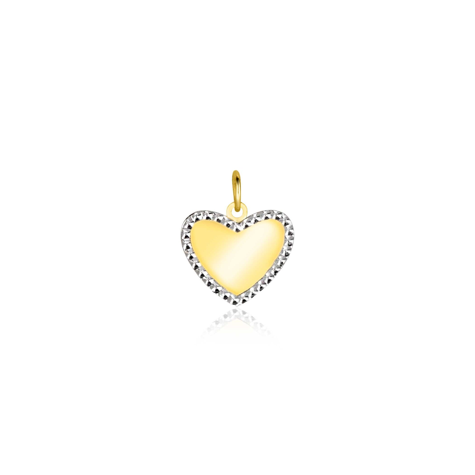 Zinzi Gold 14 krt gouden hanger met glanzend hartje van 10mm en met chique witgouden parelrand ZGH364-10 (zonder collier) - PansiteNederland.nl