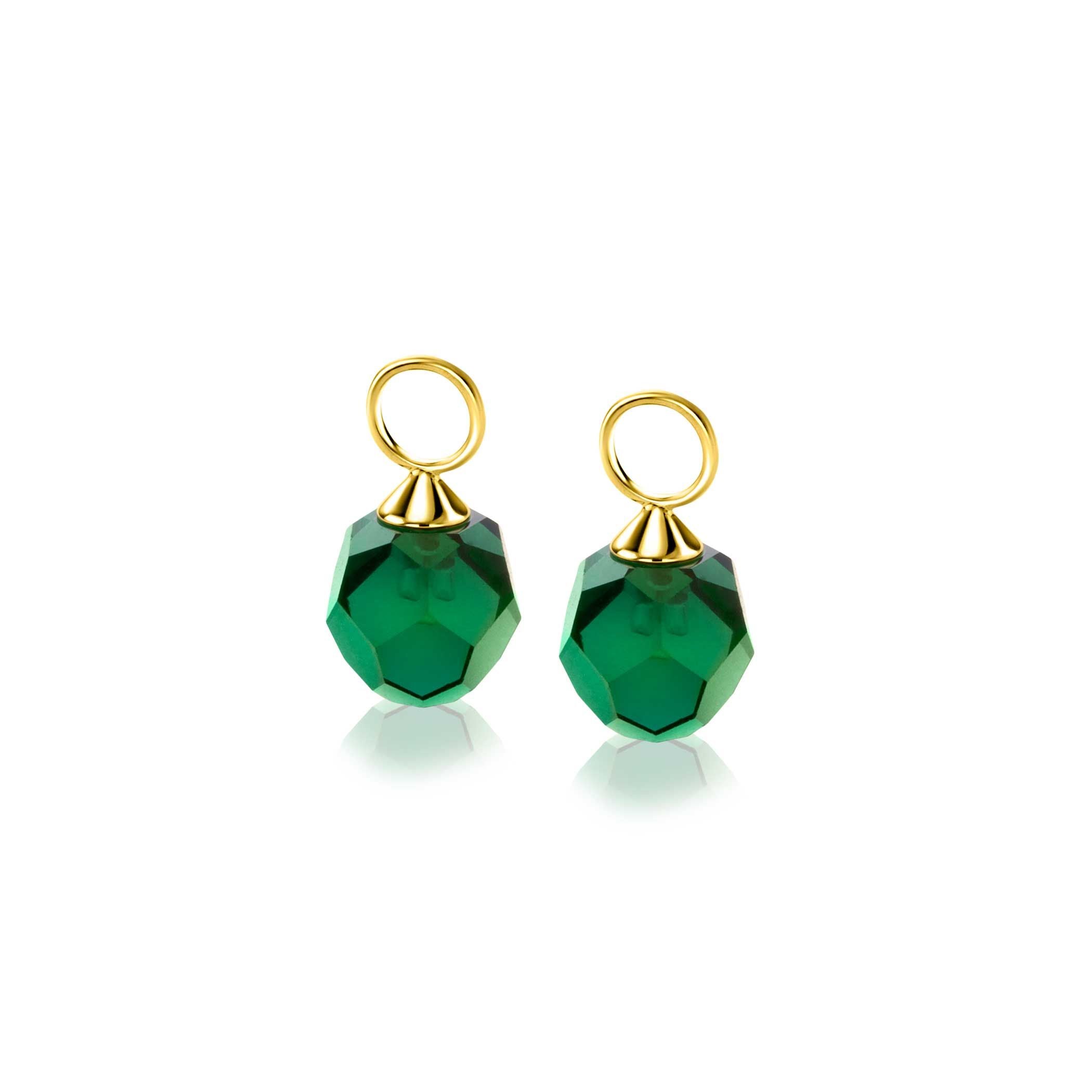 ZINZI 14K Gouden Oorbedels met Groene Zirkonia ZGCH144G