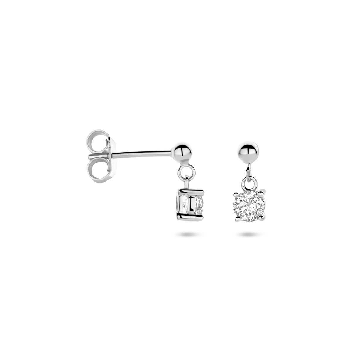 Zilveren gerhodineerde oorhangers zirkonia 11 mm - 1340981