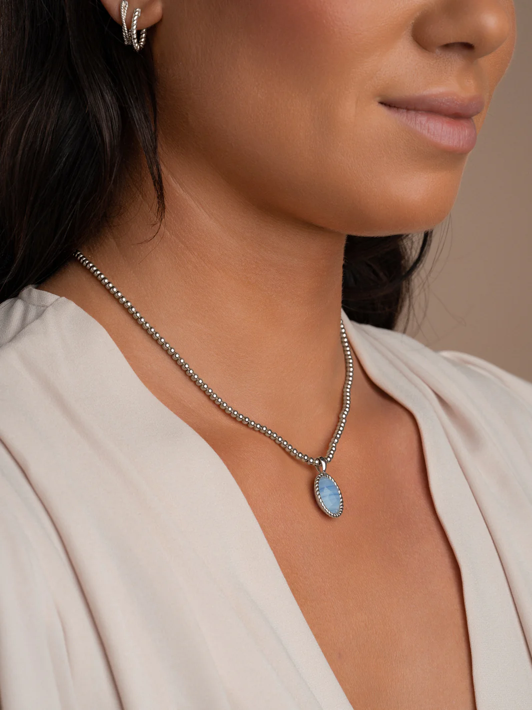 Sparkling Jewels hanger - Silver - Blue Lace Agate Twist SP21-G47 - PansiteNederland.nl