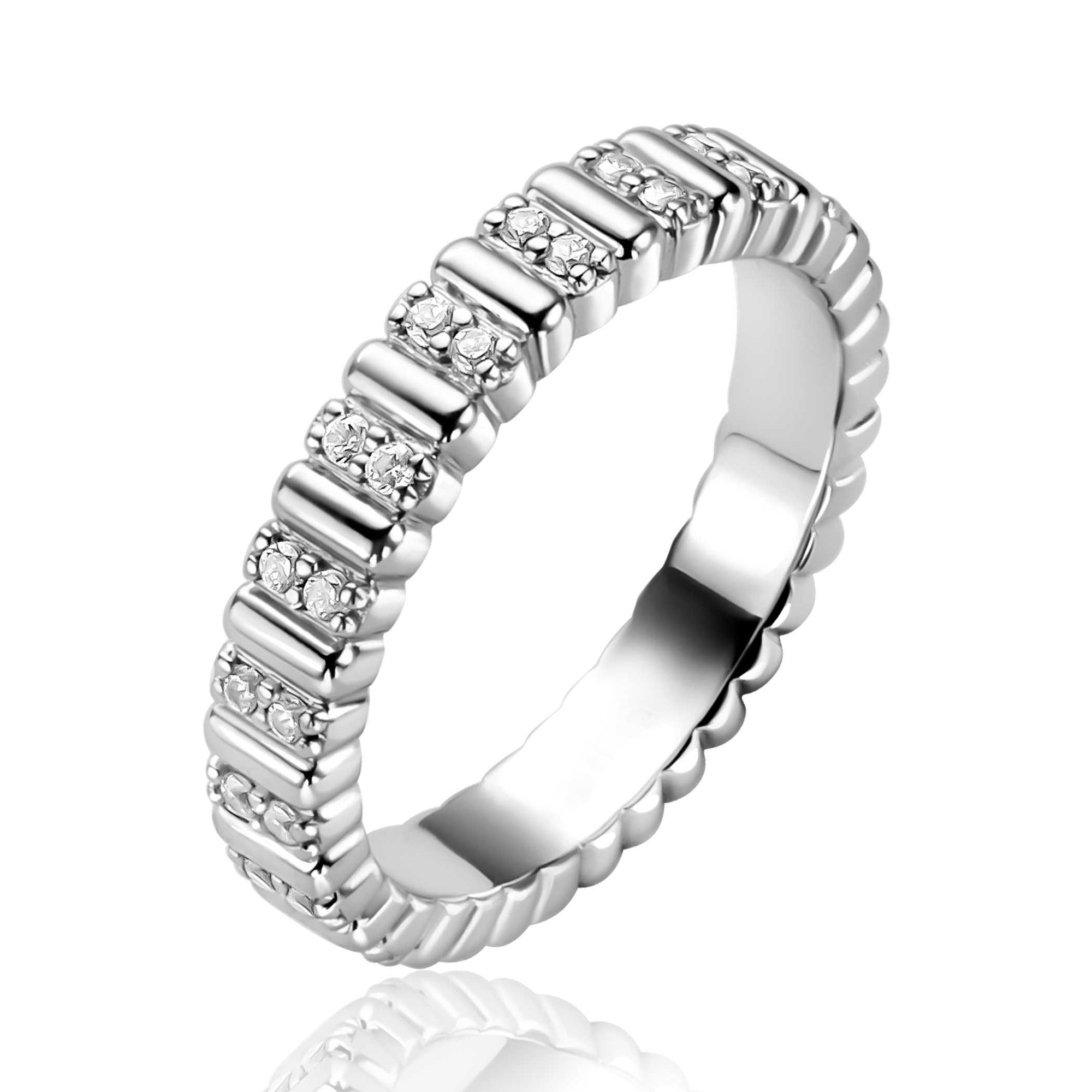 ZINZI zilveren ring (4mm breed) bezet met witte zirkonia's ZIR2686 - PansiteNederland.nl