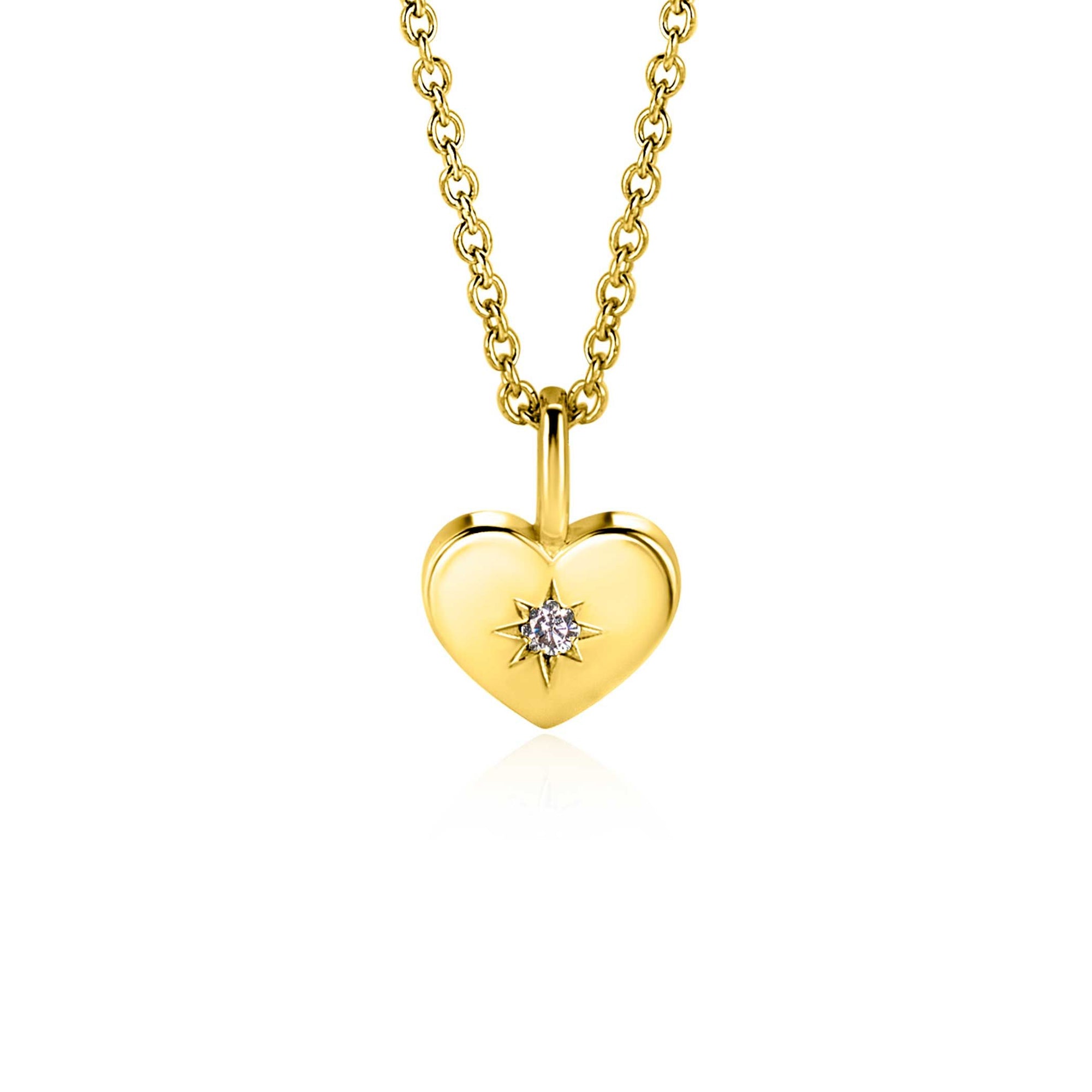 Zinzi APRIL hanger 12mm gold plated hart geboortesteen witte zirkonia (zonder collier) ZIHY-APR - PansiteNederland.nl
