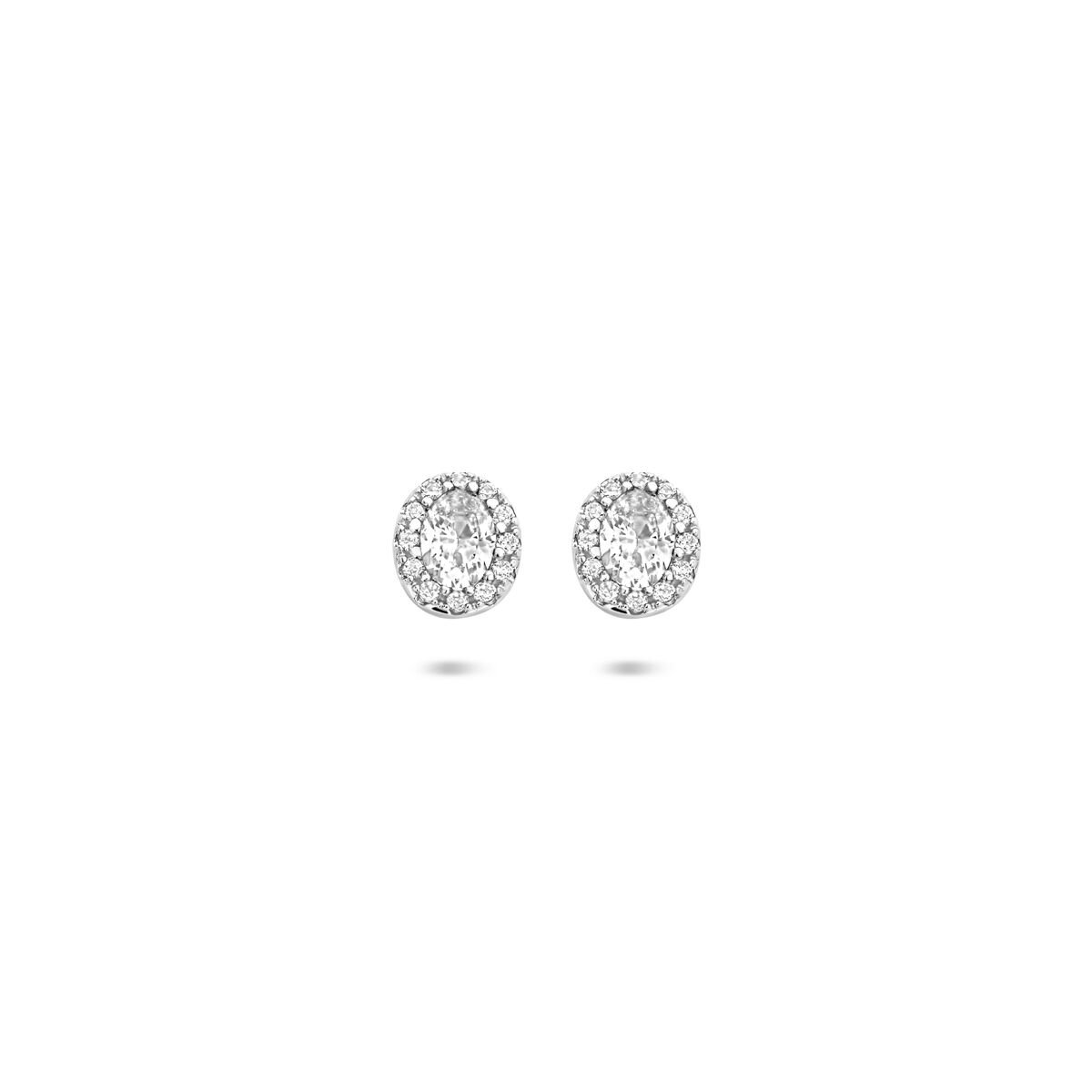 Zilveren gerhodineerde oorknoppen zirkonia 6 mm - 1341121