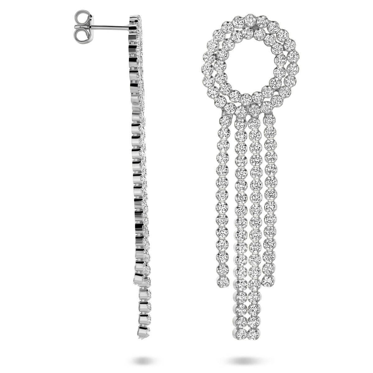 Zilveren gerhodineerde oorhangers zirkonia 62 mm - 1341091
