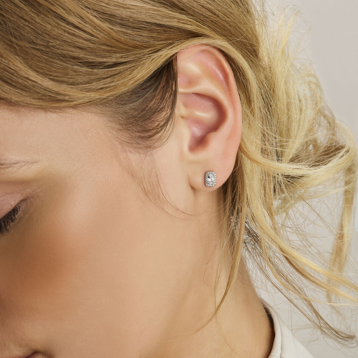 Zilveren gerhodineerde oorknoppen zirkonia 7 mm - 1341122