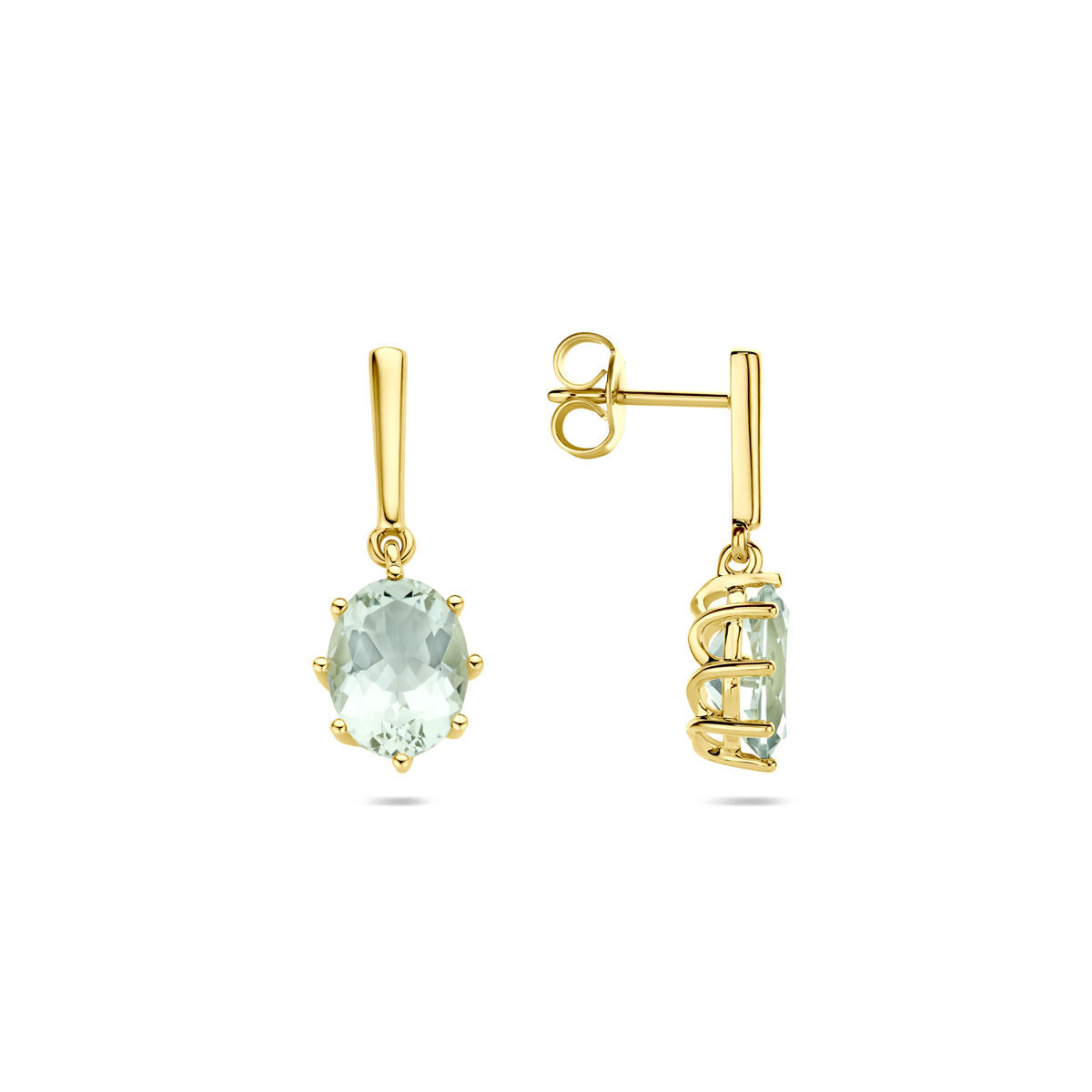 14K geelgouden oorhangers groen amethist 20 mm - 4033644