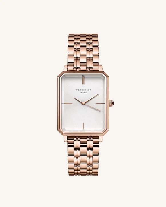 Rosefield horloge OCWSRG-O42 The Octagon White Sunray Steel Rose Gold - PansiteNederland.nl