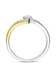 14K Bicolor Gouden Geel/Wit Ring Diamant 0.10Ct H Si 4209083