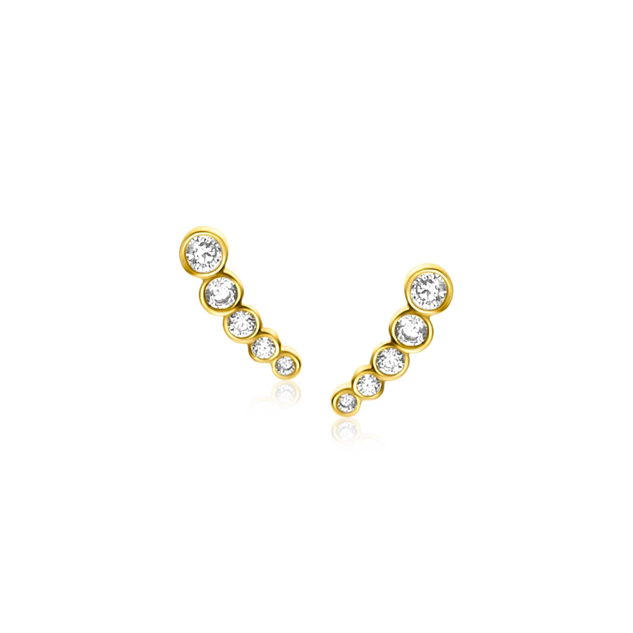ZINZI 14K Gouden Oorknoppen met Witte Zirkonia ZGO413 oorbellen