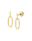Zinzi Gold 14 krt gouden oorstekers met trendy open ovale vormen en klein staafje op het oor ZGO415