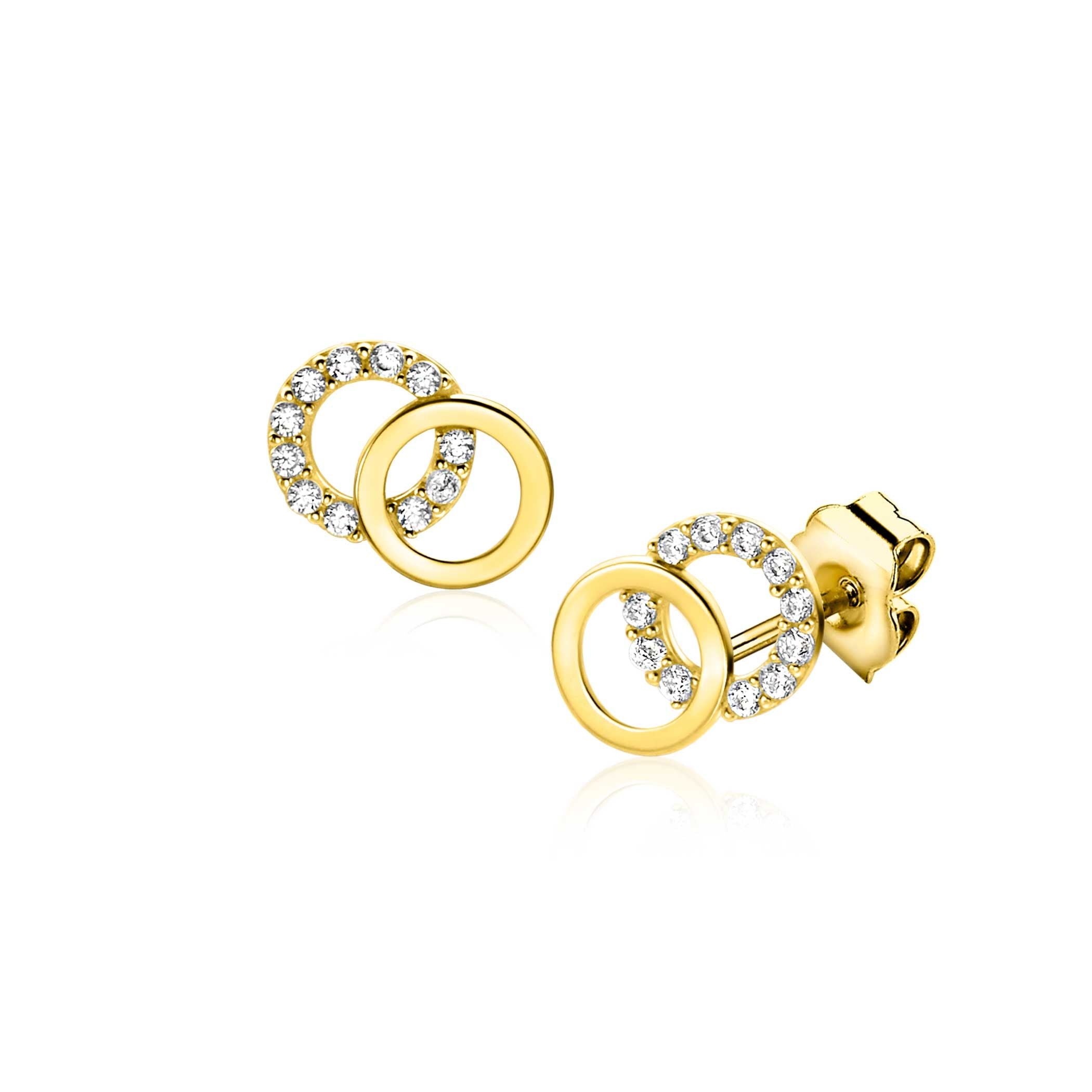 ZINZI 14K Gouden Oorknoppen met Witte Zirkonia ZGO466 oorbellen