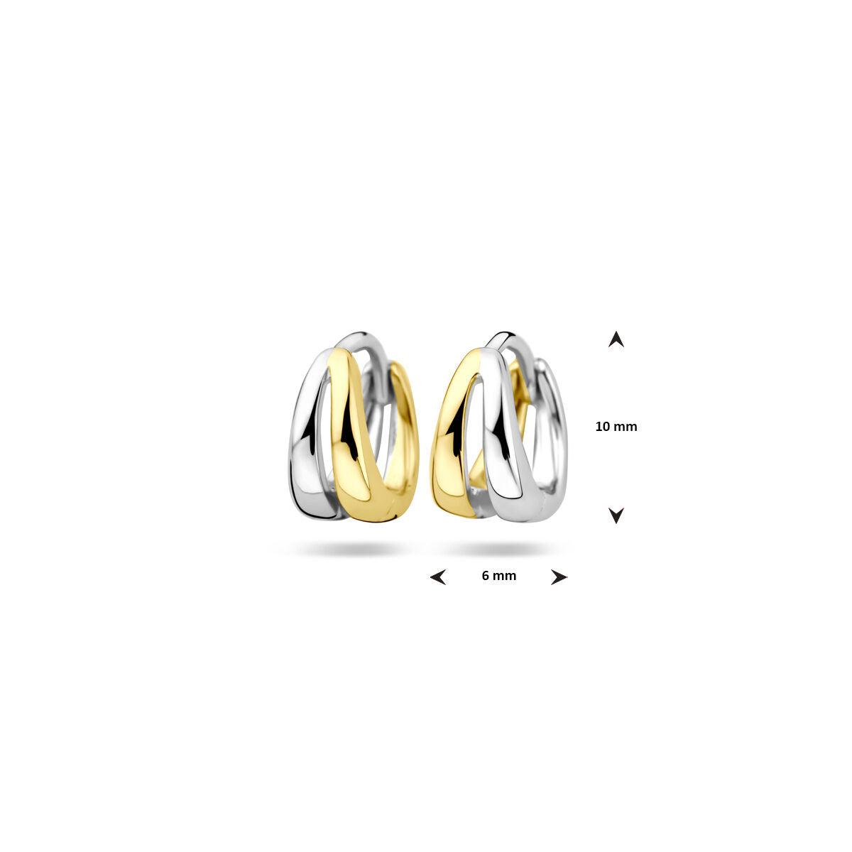 Zilveren vergulde geel/rhodium klapoorringen 10 mm - 2200467