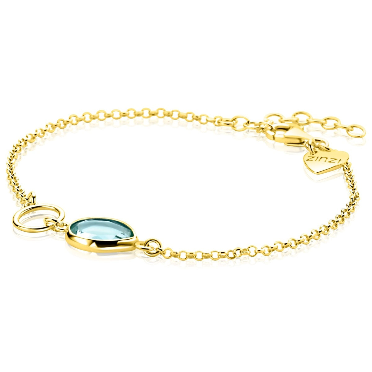 ZINZI Verguld Zilveren Armband met Blauwe Kleursteen - ZIA2716G