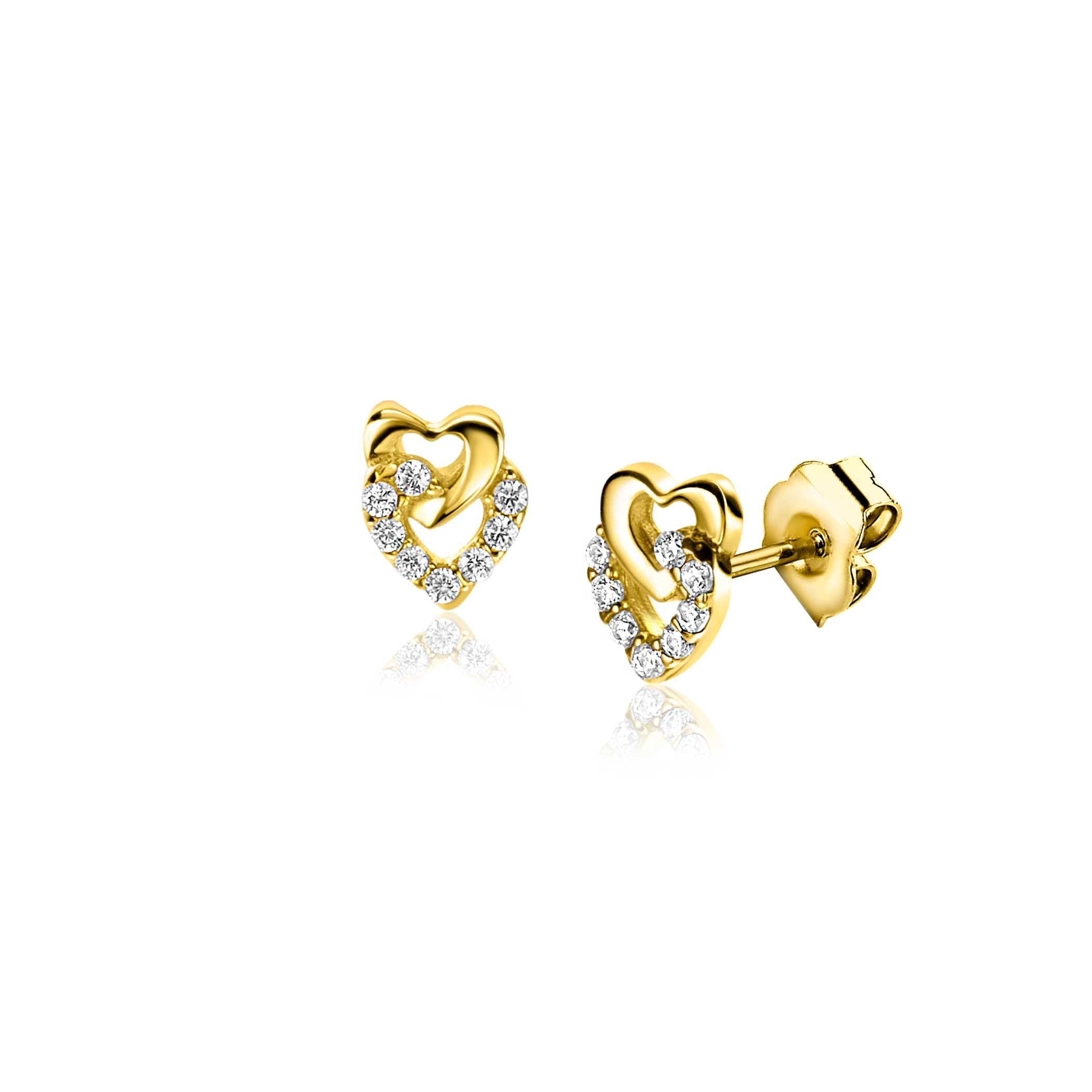 ZINZI 14K Gouden Oorknoppen met Witte Zirkonia ZGO472 oorbellen
