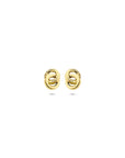 14K geelgouden oorknoppen poli/gediamanteerd 6 mm - 4034245