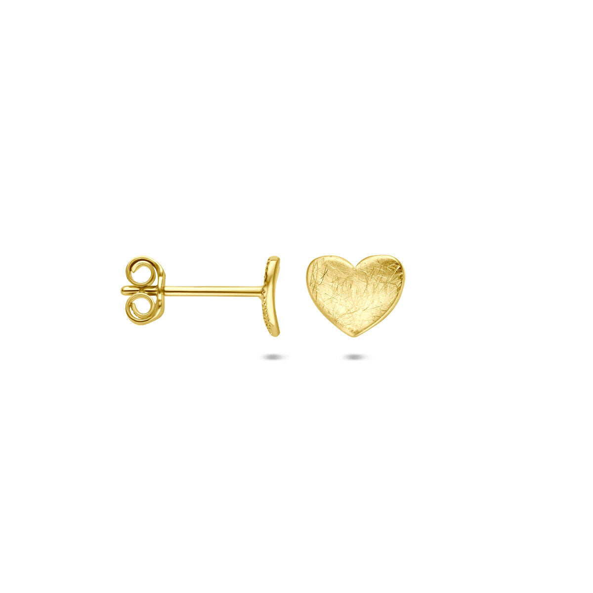 14K geelgouden oorknoppen hartje poli/mat 6 mm - 4034336