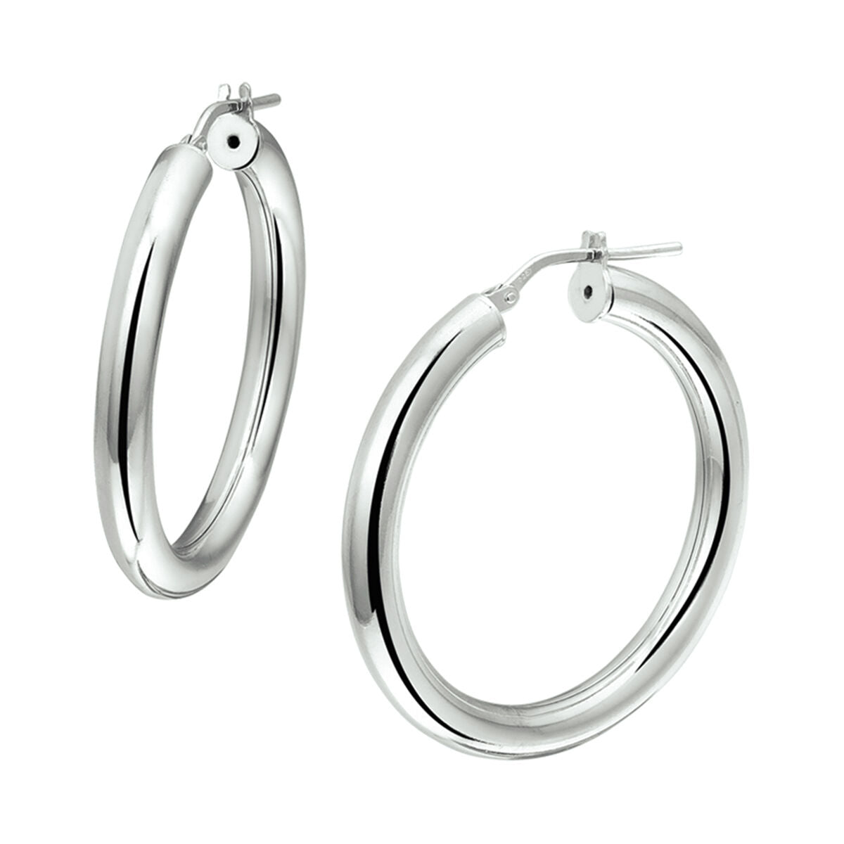 Zilver Gerhodineerd Oorringen 4,0 MM Ronde Buis 1307317 - PansiteNederland.nl
