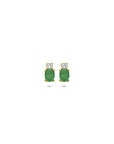 14K geelgouden oorknoppen smaragd en zirkonia 6 mm - 4034237