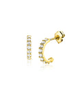 Zinzi Gold 14 krt gouden halve oorringen bezet met witte zirkonia's ZGO458