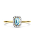 14K Geelgouden Ring Aquamarijn En Diamant 0.08Ct H Si 4034199